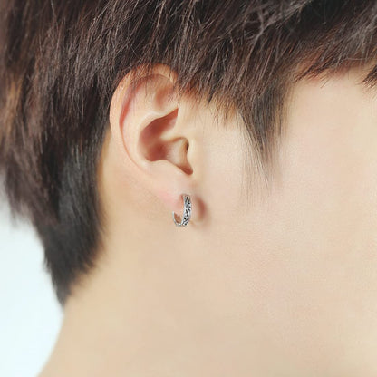 Rockyu 藤紋様ステンレスフープピアス レディース メンズ