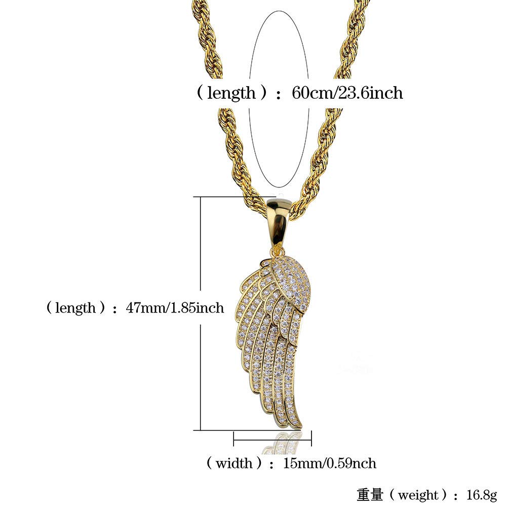 Rockyu レディース ネックレス 天使の翼 ジルコニア 18k金メッキ シルバー ゴールド