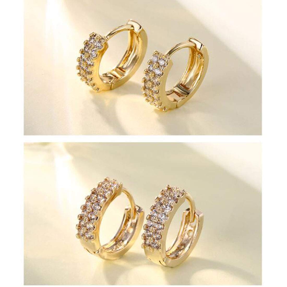 Rockyu ピアス レディース 小さめフープ リングピアス CZダイヤ 18K仕上げ ピンクゴールド・ホワイトゴールド・Kゴールド