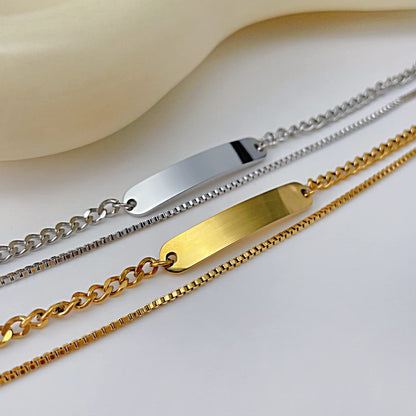 Rockyu 2連チェーンブレスレット ステンレス製 レディース