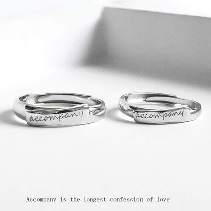 Rockyu 指輪 ペアリング フリーサイズ シルバー925 刻印入り シンプルデザイン 結婚・記念日用