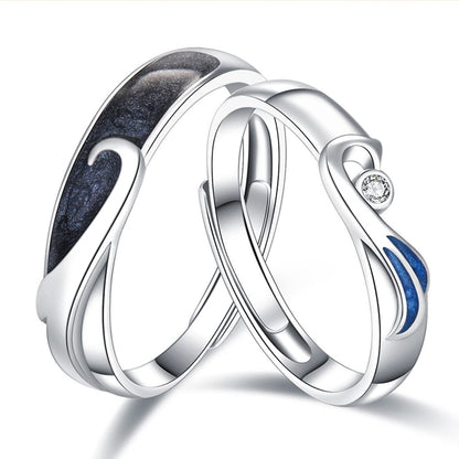 Rockyu フェニックスペアリング シルバー925 純銀製 カップル用フリーサイズリング 2個セット