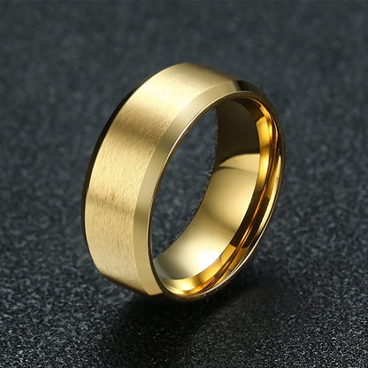 Rockyu チタンステンレスリング メンズリング シンプルマット仕上げ 男女兼用 4/6/8mm サイドカットデザイン 金属アレルギー対応