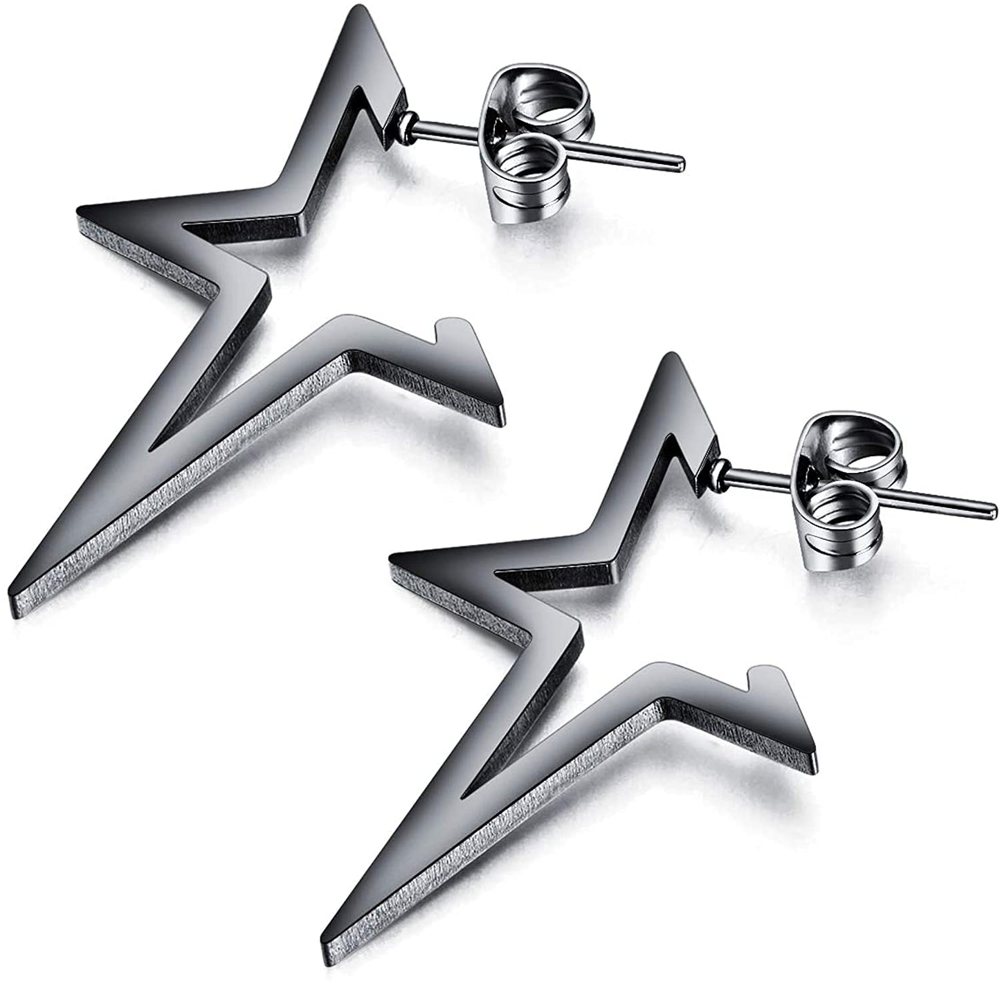 Rockyu 星モチーフピアス ステンレス製 30mm レディース 金属アレルギー対応 シンプル＆おしゃれ