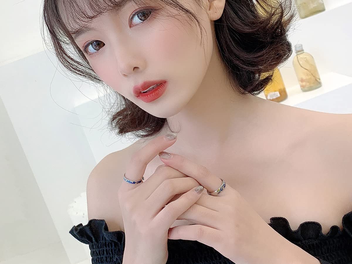 Rockyu 星空リング レディース フリーサイズ 月と星モチーフ シルバー925