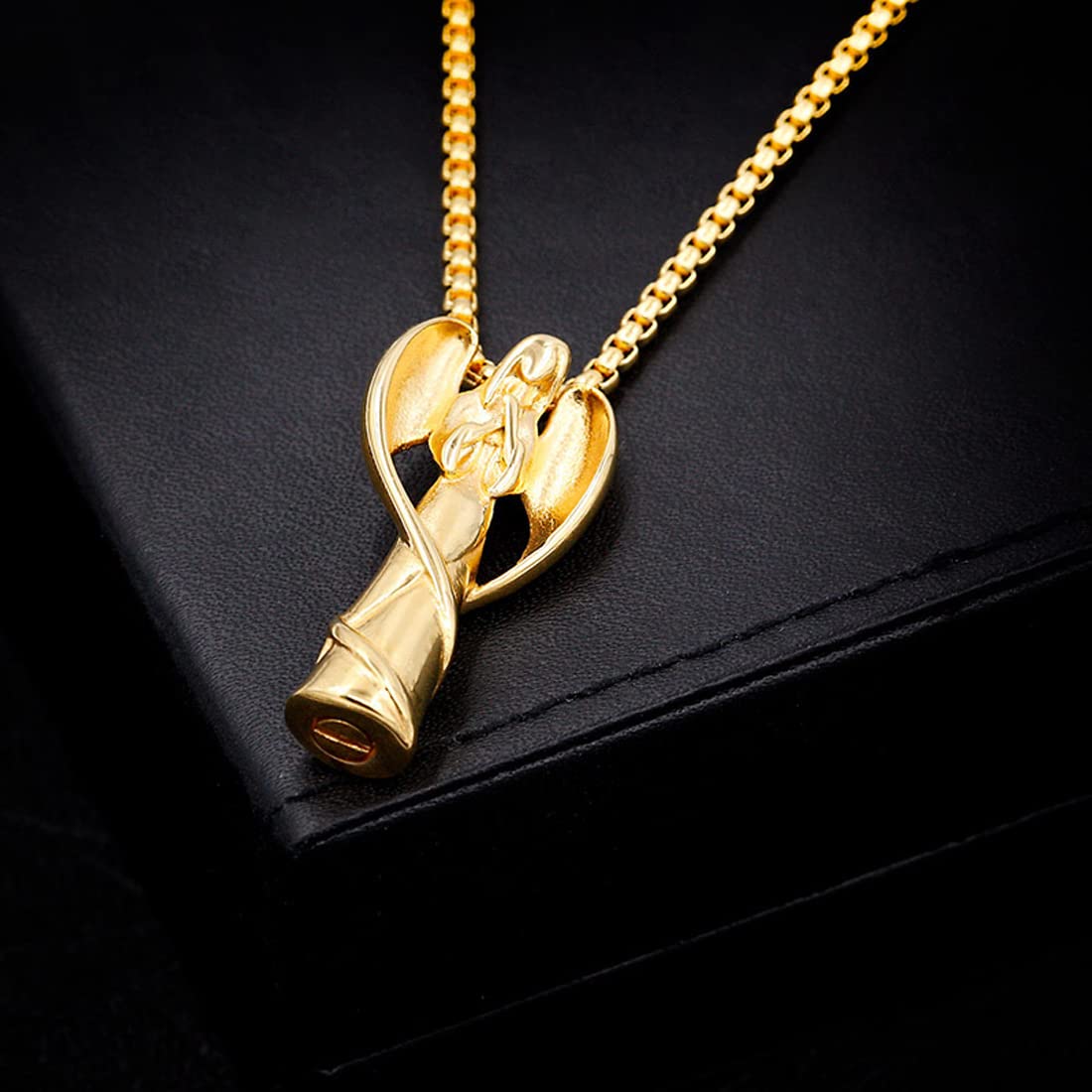 Rockyu メモリアルネックレス エンジェルデザイン レディース メンズ シルバー 羽根付き 天使ペンダント 遺骨入れ