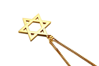 Rockyu 六芒星ネックレス メンズ ゴールド ダビデの星 ペンダント 316Lステンレス製 お守り アクセサリー