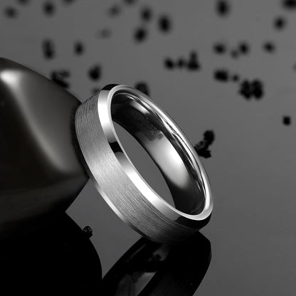 Rockyu タングステンリング メンズ 6mm 幅 シルバー・ブラック・ゴールド 平打ち シンプルデザイン