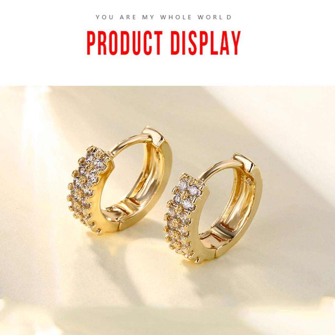 Rockyu ピアス レディース 小さめフープ リングピアス CZダイヤ 18K仕上げ ピンクゴールド・ホワイトゴールド・Kゴールド