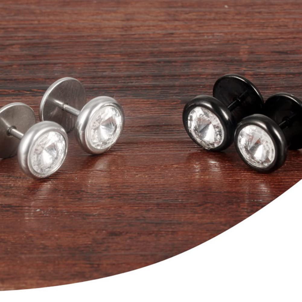 Rockyu ピアス メンズ レディース 両耳用 サージカルステンレス ジルコニア 10mm ブラック＆シルバー