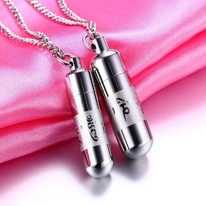 Rockyu 六字真言 カプセル型ペンダント チタン製 ステンレス 遺骨収納可能 ネックレス