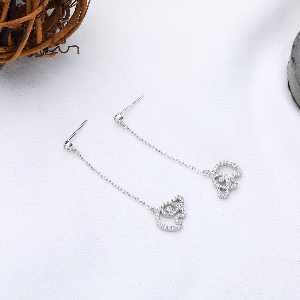 Rockyu ピアス レディース 人気 揺れる 大人可愛い 象モチーフ ロングチェーンピアス ジルコニア シルバー925 アレルギー対応