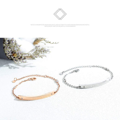 Rockyu レディースブレスレット ピンクゴールド 18K風 チタン製 ジルコン付 サイズ調整可