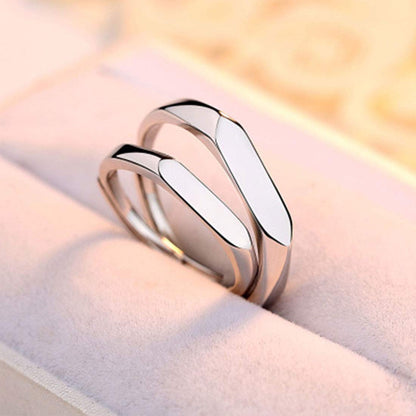 Rockyu シルバー925 ペアリング フリーサイズ 多面カット 結婚＆婚約指輪