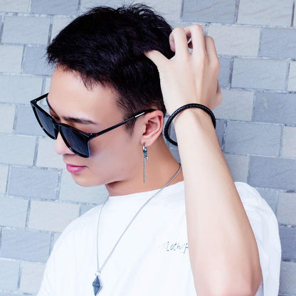 Rockyu ピアス メンズ フープ チェーン スパイク ステンレス リングピアス 男女兼用