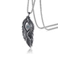 Rockyu メンズ ネックレス ペンダント 羽 根 アイモチーフ チタン ステンレス レトロ アンティーク風
