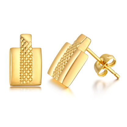 Rockyu ピアス メンズ チタン製 四角形 揺れるデザイン 黒＆ゴールド シルバー 磁気ゲルマニウム加工