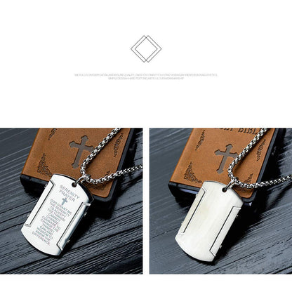 Rockyu 軍牌ネックレス ステンレス製 クロス刻印 セレニティプレイヤー 60cmチェーン