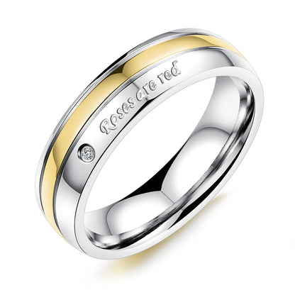 ローズ・アー・レッド ペアリング｜シンプル＆高品質ステンレス製 シルバー×3色ラインが選べる愛の証リング
