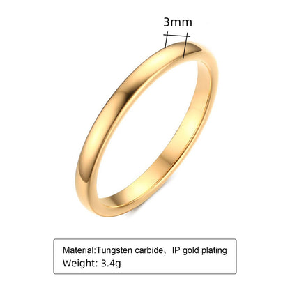 Rockyu タングステンリング ゴールド 鏡面仕上げ シンプル 2mm〜8mm 甲丸 指輪