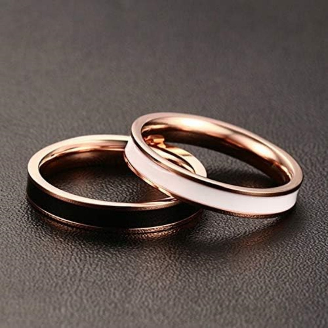 Rockyu シンプルステンレスリング レディース 3.5mm幅 金属アレルギー対応 エナメル加工