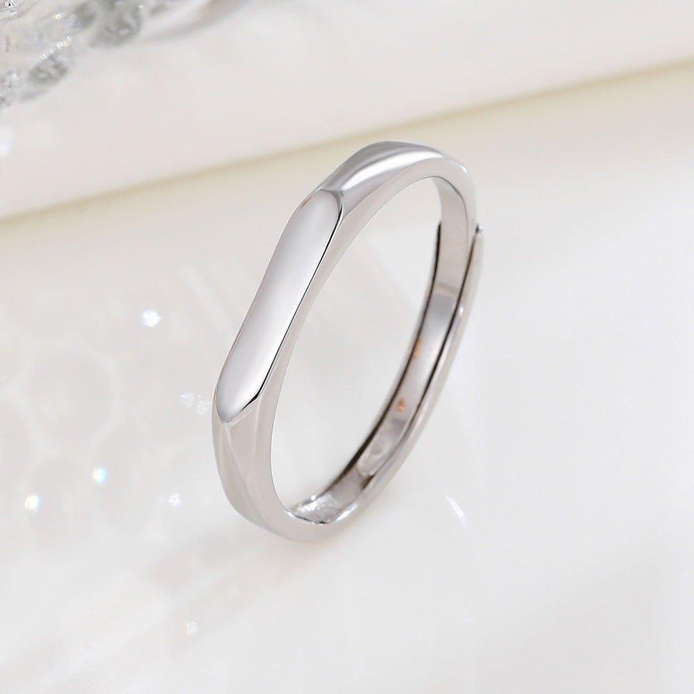 Rockyu シルバー925 ペアリング フリーサイズ 多面カット 結婚＆婚約指輪