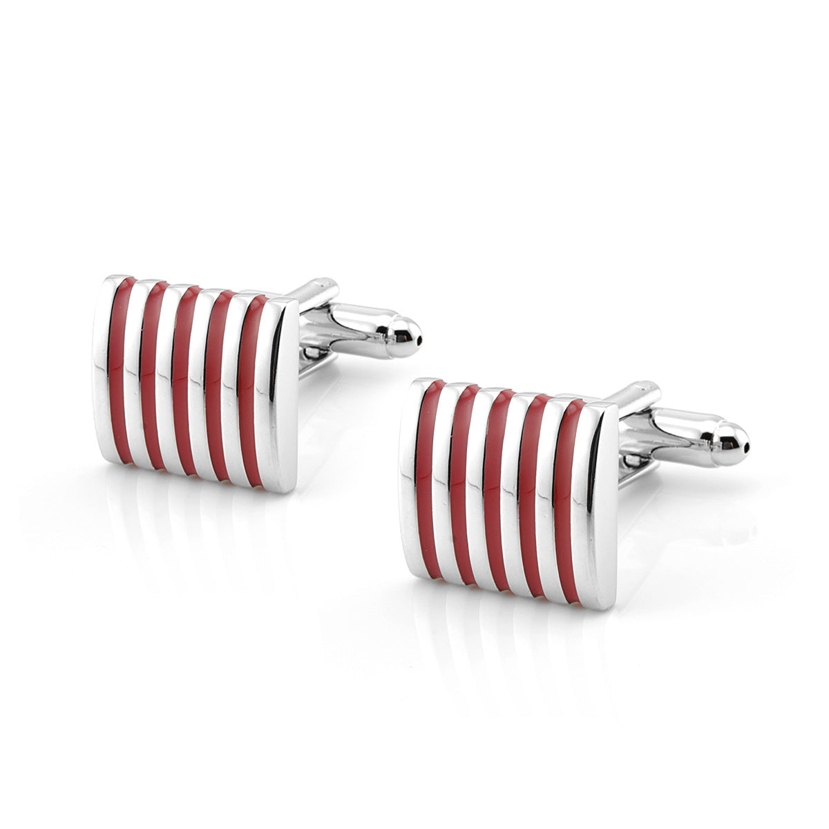 Rockyu メンズカフス ストライプデザイン シルバー フォーマルアクセサリー 2色展開
