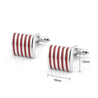 Rockyu カフス メンズ 正方形 ストライプ ステンレス シルバー