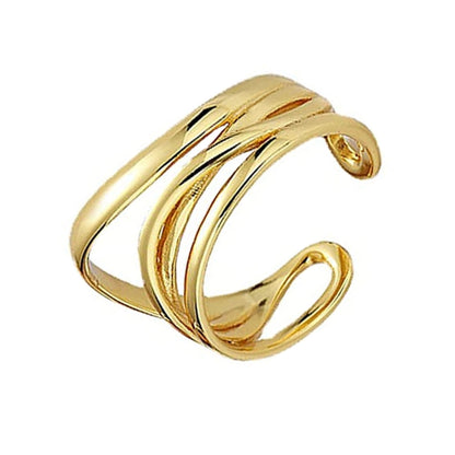 Rockyu レディース多連クロスリング フリーサイズ シルバー ゴールド 金属アレルギー対応