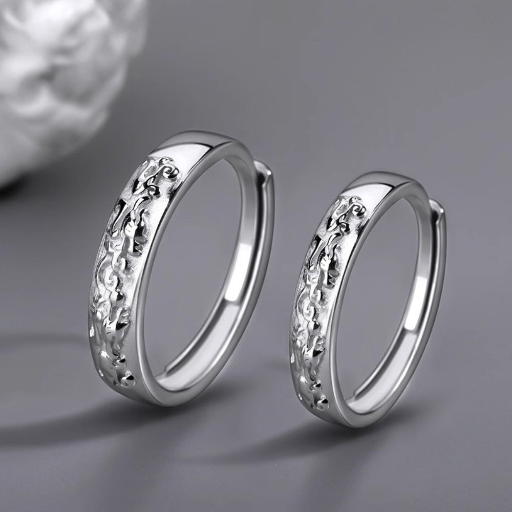 Rockyu ペアリング 貔貅モチーフ シルバー925 フリーサイズ 2個セット 開運お守り