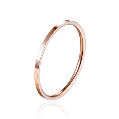 Rockyu 極細リング 1mm シンプル ステンレス ピンキーリング シルバー/ゴールド/ローズゴールド
