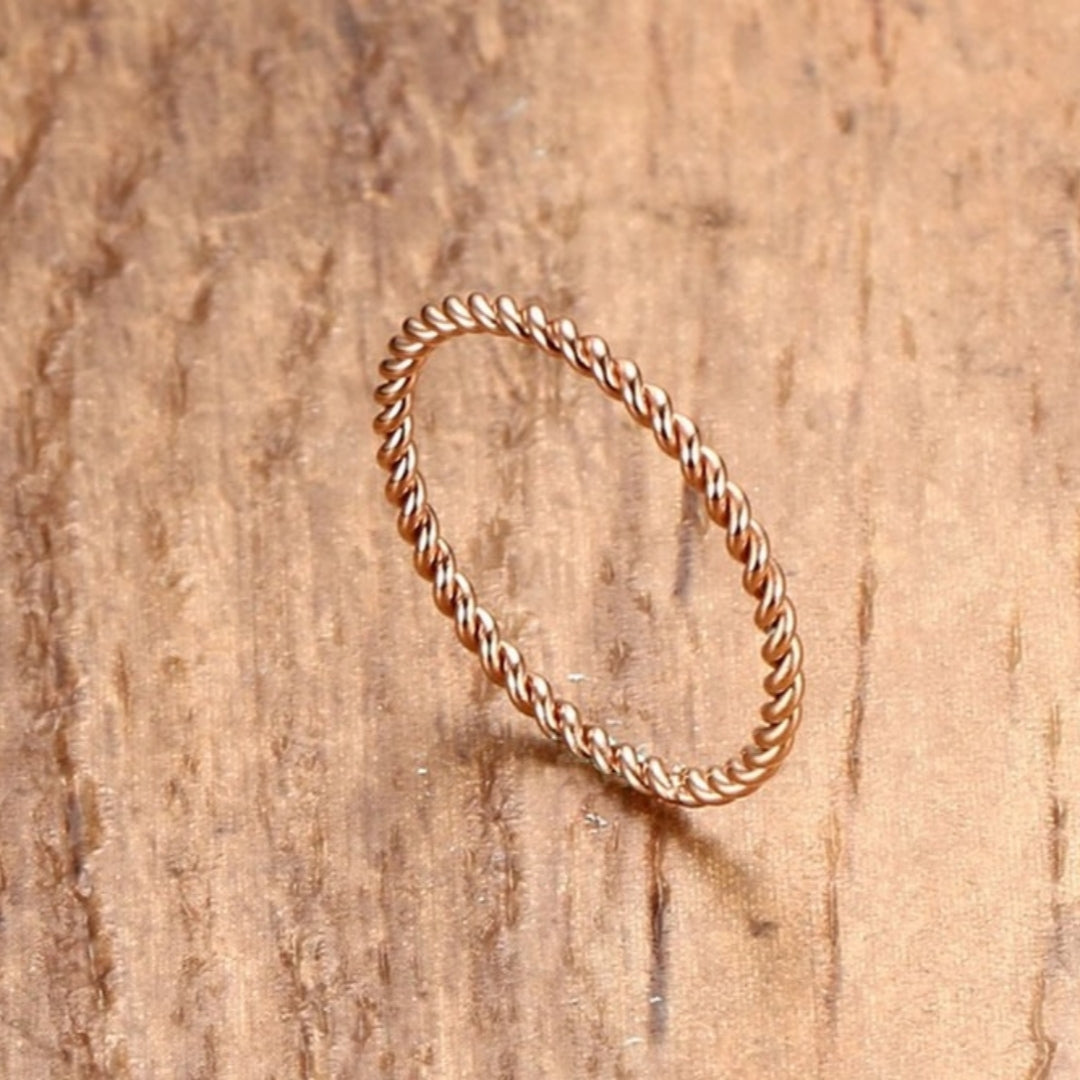 Rockyu ツイストステンレスピンキーリング 3色セット 金属アレルギー対応 関節リング