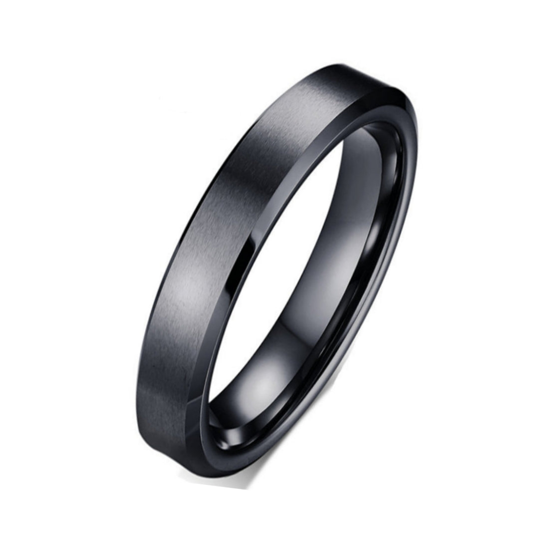 Rockyu チタンステンレスリング メンズリング シンプルマット仕上げ 男女兼用 4/6/8mm サイドカットデザイン 金属アレルギー対応