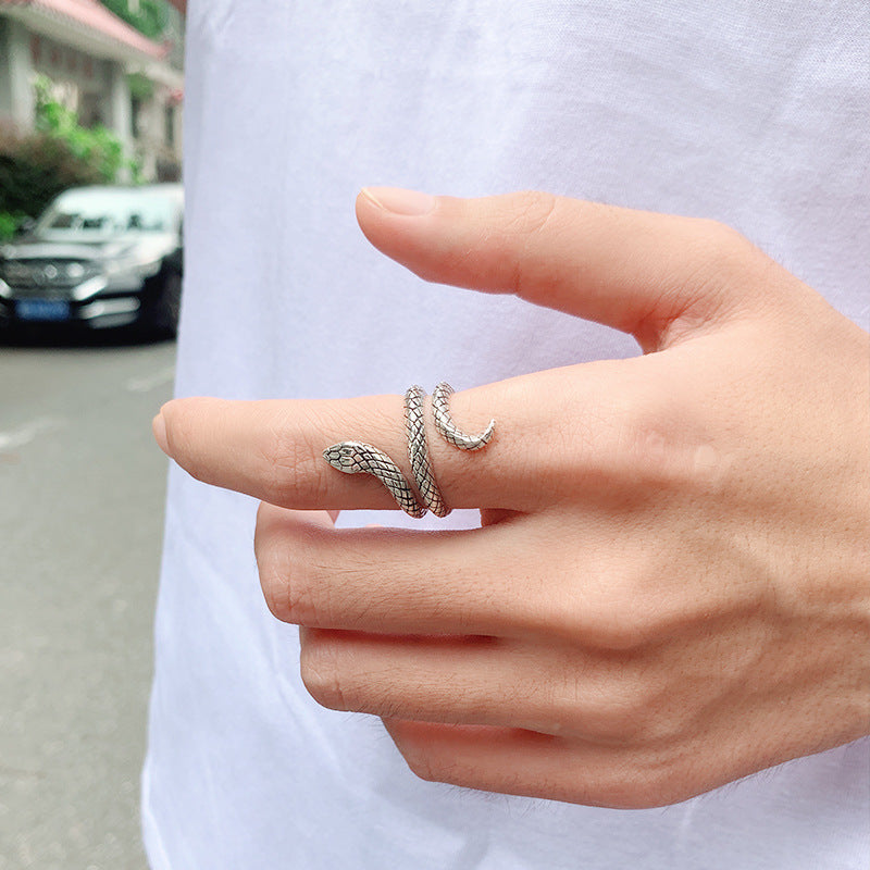 Rockyu 蛇形シルバーリング｜開口デザインの個性派ヴィンテージ指輪