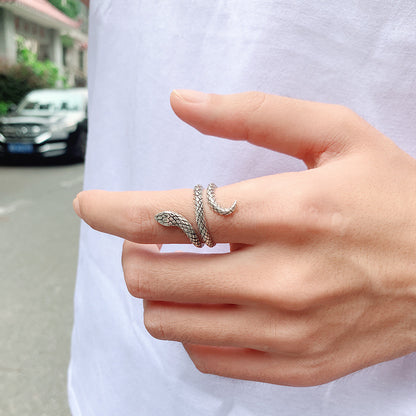 Rockyu 蛇形シルバーリング｜開口デザインの個性派ヴィンテージ指輪