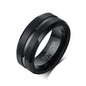 Rockyu タングステンリング メンズ ブラック×ブルー 8mm幅 マット仕上げ