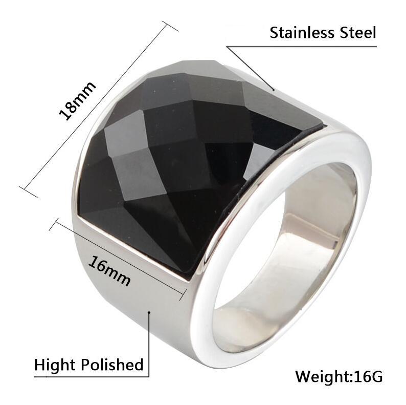 ワイドストーン印台リング｜Rockyu ステンレス製 メンズ＆ユニセックス ファッションリング 多彩な煌めきで個性を演出