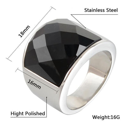ワイドストーン印台リング｜Rockyu ステンレス製 メンズ＆ユニセックス ファッションリング 多彩な煌めきで個性を演出