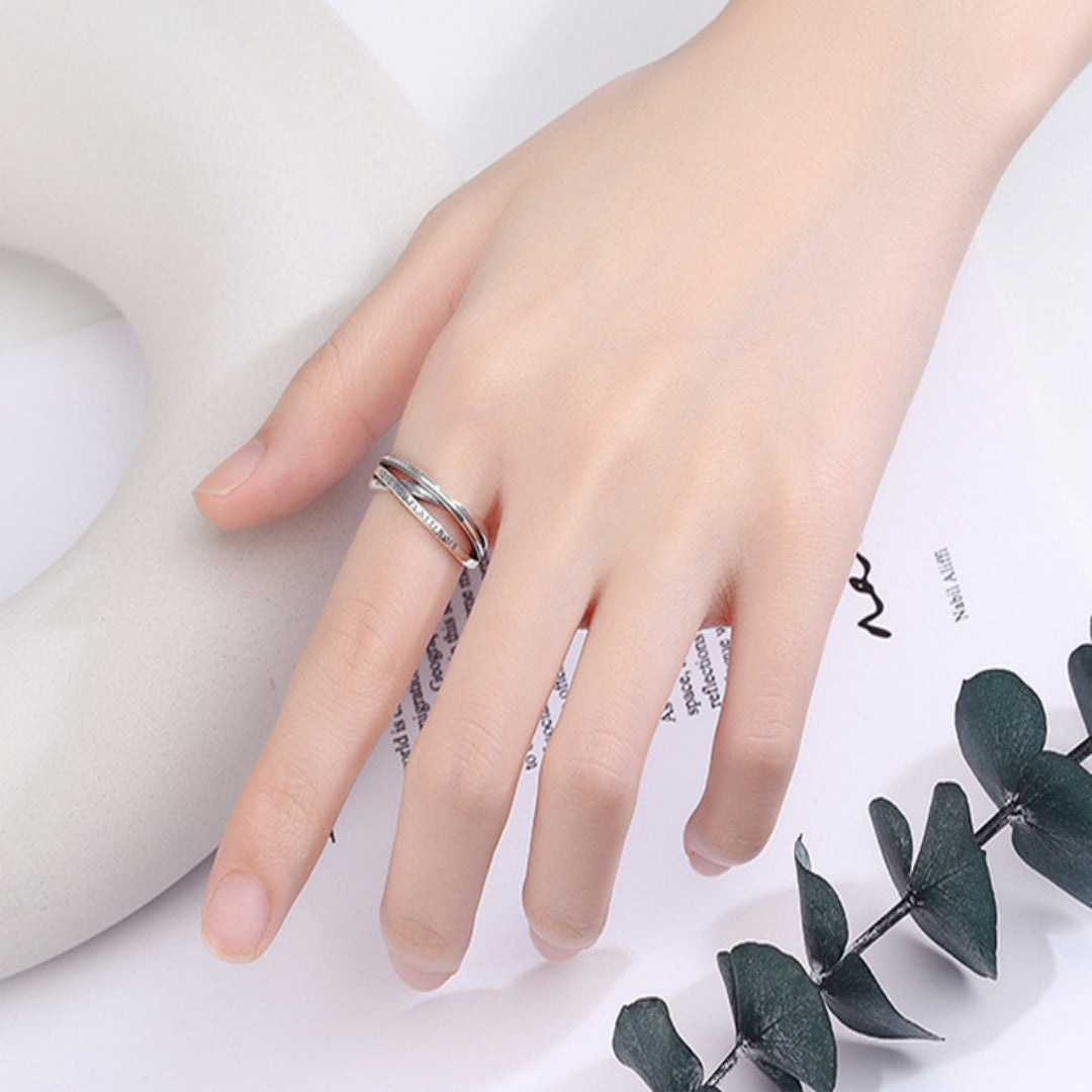 Rockyu インターリーブリング シルバー925 フリーサイズ レディース 英文刻印