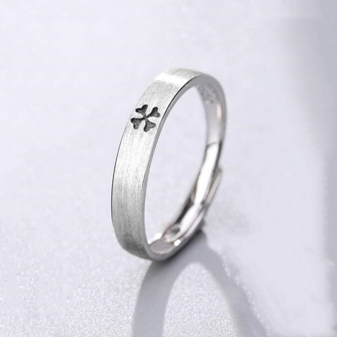 Rockyu 指輪 メンズ シルバー925 ペアリング 四つ葉クローバー サイズ調整可 結婚婚約