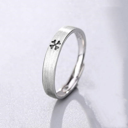 Rockyu 指輪 メンズ シルバー925 ペアリング 四つ葉クローバー サイズ調整可 結婚婚約