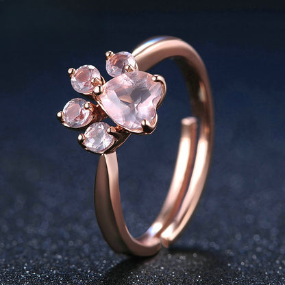 Rockyu 足跡リング シルバー925製 猫爪モチーフ フリーサイズ レディース