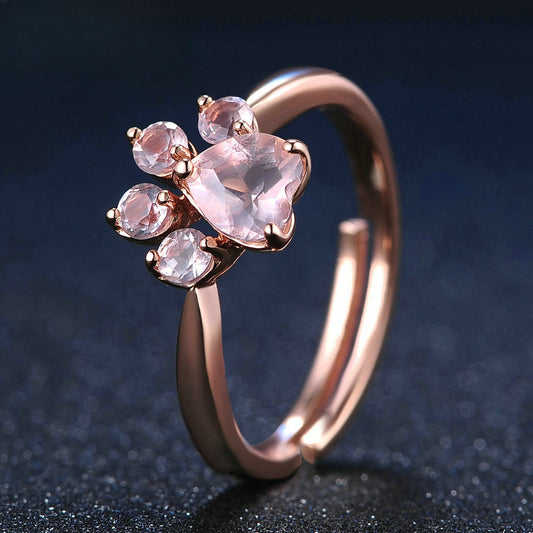 Rockyu 足跡リング シルバー925製 猫爪モチーフ フリーサイズ レディース