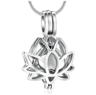 Rockyu 蓮花ハート メモリアルペンダント ステンレス 香水ボトル機能付き