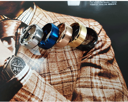 Rockyu チタンステンレスリング メンズリング シンプルマット仕上げ 男女兼用 4/6/8mm サイドカットデザイン 金属アレルギー対応