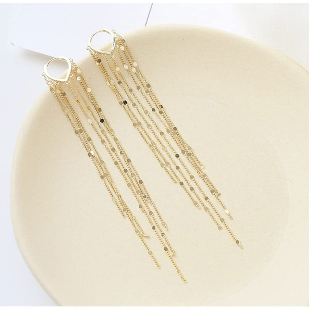 Rockyu フリンジフープピアス レディース ロング 揺れる 18金メッキ 小顔効果 アレルギー対応