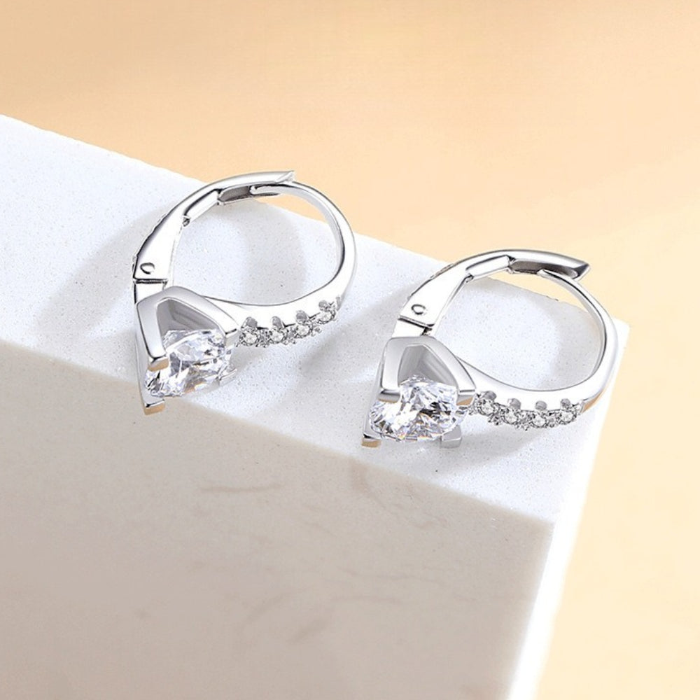 Rockyu ピアス レディース シルバー925 ジルコニア ティアドロップ レバーバック 金属アレルギー対応