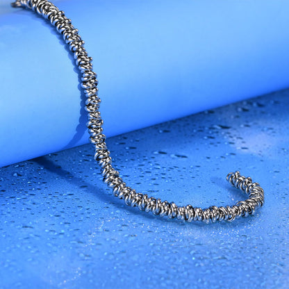 Rockyu 開口輪チェーンブレスレット｜ステンレス製 シルバー｜19.5cm・22cm｜ユニセックスデザイン 金属アレルギー対応