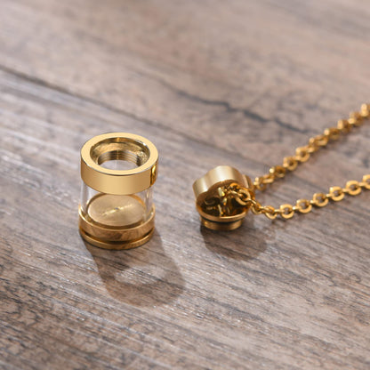 Rockyu 円筒型メモリアルネックレス メンズ レディース