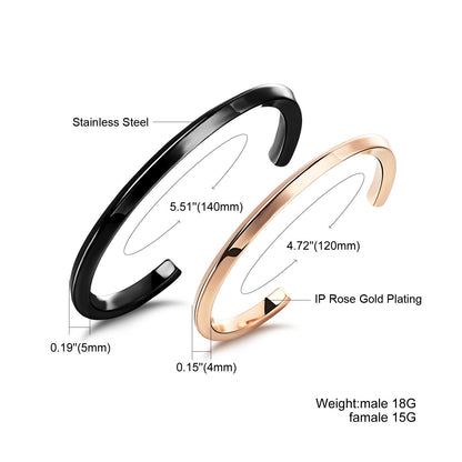 Rockyu ペアバングル｜シンプル＆ツイストデザイン チタン＆ステンレス製ブレスレット